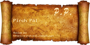 Pirch Pál névjegykártya